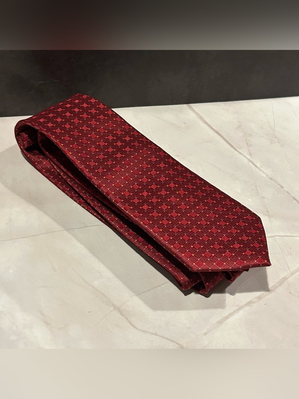 Stonebridge Men's Red Micro-Check Silk Neck 68.5” Tie
